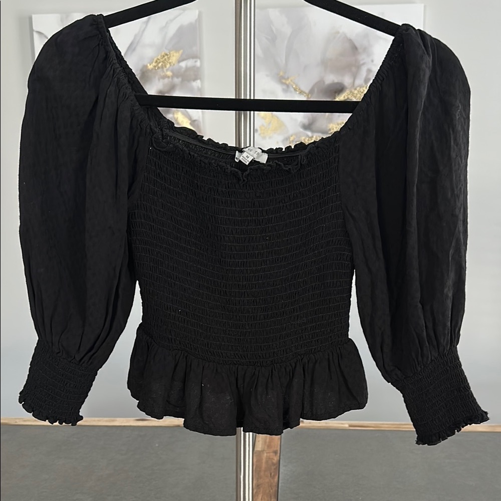 Love Tree Black Blouse Elegant Top